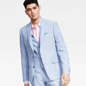 Bar III Mens Slim-Fit Blue Chambray S Blue 42S